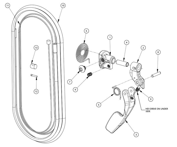 Drop Bar Paddle Remote Exploded View & Parts List